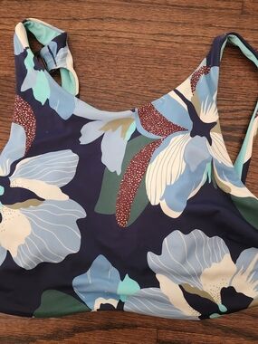 Athleta Navy Blue Floral One-Piece Swimsuit
